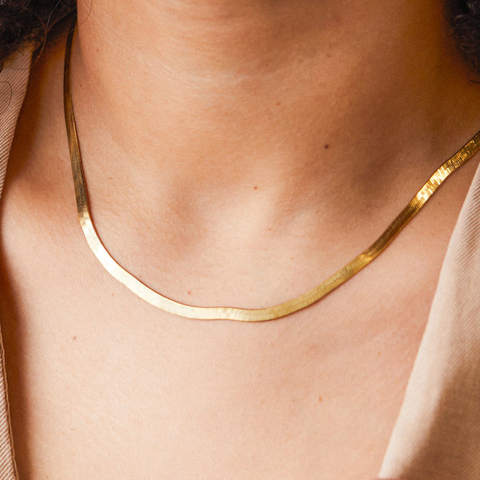 JUJIE – collier chaîne serpent en acier inoxydable pour femmes, Simple, ras du cou, bijoux, vente en gros, livraison directe ► Photo 1/4