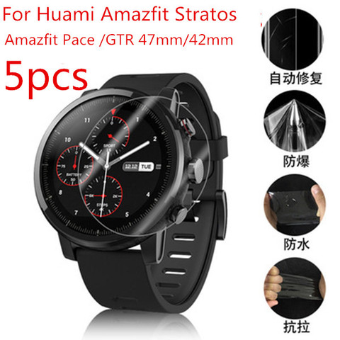 Protecteur d'écran pour montre connectée Xiaomi Huami Amazfit Stratos 2S Pace GTR, 5 pièces, Film de protection, souple, 47mm 42mm ► Photo 1/6