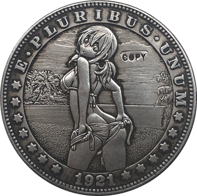 Hobo-pièce de monnaie en Nickel, Morgan, 1921-D, pièce de monnaie américaine, Type 95 ► Photo 1/2