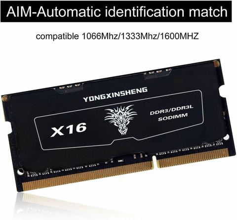 DDR3L 4GB 8GB 1600MHz PC3-12800S 1.35V SODIMM mémoire bâton ram Module pour ordinateur portable portable avec autocollant noir ► Photo 1/6