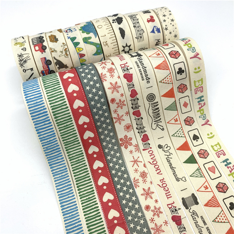 Ruban en coton imprimé à la main, 5Yards/Lot, 15mm, multi-design, pour tissu à coudre, décoration de noël ► Photo 1/6