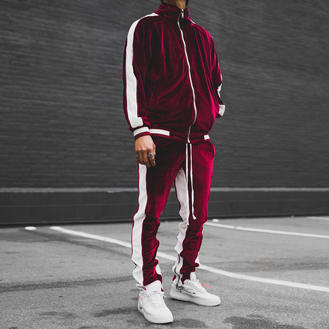 Hommes Joggers costume ensembles or velours survêtement homme marque printemps automne Sport costume mâle sweats à capuche + pantalon chaud vêtements de Sport ► Photo 1/6