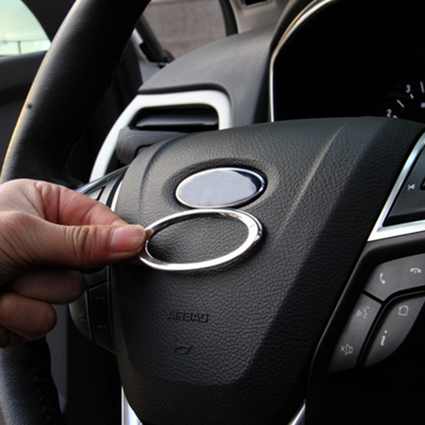 Bague de protection pour volant de voiture, accessoire automobile de haute qualité en ABS chromé pour Ford Focus 2/3 Fiesta Ecosport Kuga ► Photo 1/5