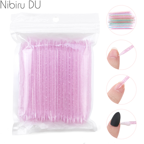 50/100 pièces réutilisable cristal bâton Double extrémité Nail Art cuticule poussoir cuticule dissolvant outil pédicure soins ongles manucure outils ► Photo 1/6