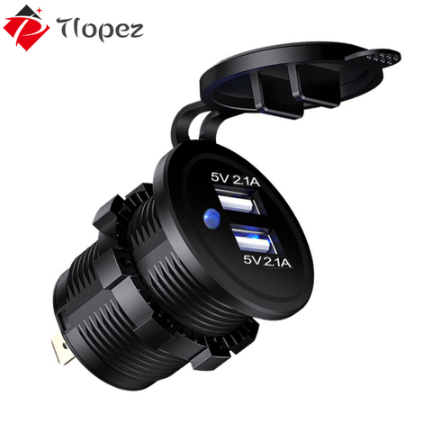 3.1A 4.2A Dual USB Car Charger Socket Waterproof 12V-24V Car Cigarette Lighter Power Outlet for Car Motorcycle Marine Boat ► Photo 1/6