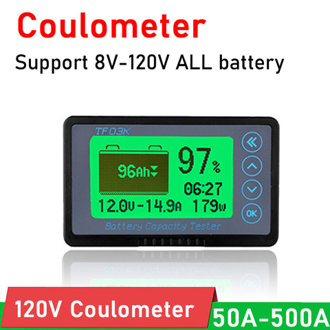 Testeur de capacité de moniteur de coulomètre numérique DC 8-120V, pour Scooter électrique RV, batterie au lithium Lifepo4 Li-ion 12V 24V 36V 48V 60V ► Photo 1/6