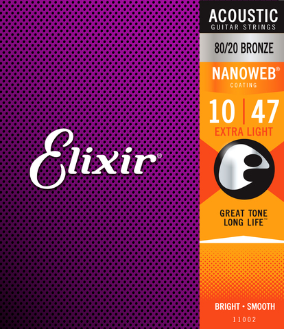 Elixir String acoustique 80/20 Bronze cordes de guitare avec revêtement NANOWEB, tous les modèles ► Photo 1/6