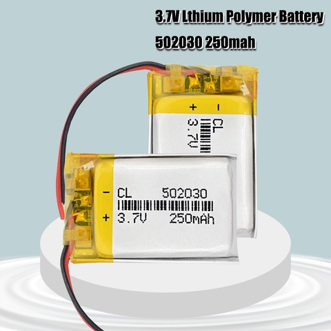 Batterie li-po li-ion Rechargeable, 3.7V, 250mAh, 502030 Lithium polymère, pour MP3 MP4, haut-parleur, tachygraphe de voiture, caméra DVR ► Photo 1/6