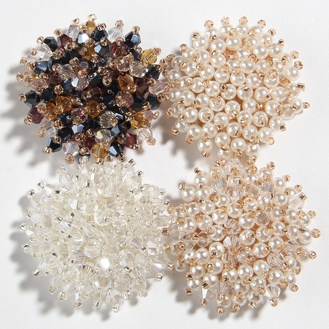 Boutons, perles brillantes en paillettes, 37MM, 1.4 pouces, avec fleur avec strass pour chaussures, décoration de robe, projet artisanal, bijouterie en cristal, 20 pièces ► Photo 1/6