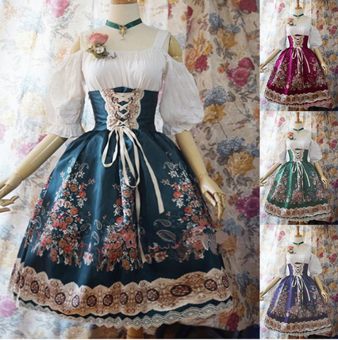 Robe d'été Cosplay pour filles, robe d'été en dentelle, Lolita, pour femmes, robe rétro en dentelle, médiéval gothique, Costume de palais, S-XXXL ► Photo 1/5