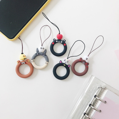 1 pièces mignon bande dessinée téléphone sangle Silicone pendentif téléphone portable sangles lanière doigt anneau sangle porte-clés accessoires de téléphone portable ► Photo 1/4