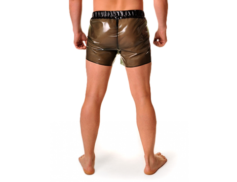 Culotte fétiche en Latex caoutchouc gomme métallique vert, slip mode unisexe serré taille 0.4mm ► Photo 1/5