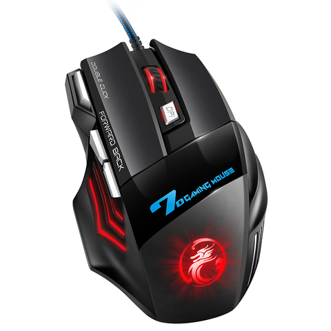 Souris d'ordinateur Gamer souris de jeu ergonomique USB jeu filaire Mause 5500 DPI souris silencieuse avec LED rétro-éclairage 7 bouton pour ordinateur portable ► Photo 1/6