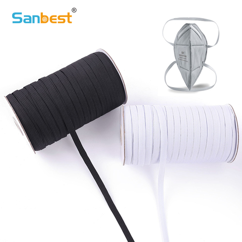 Bande élastique pour masques blanc noir 3mm 6mm 100 yards, bande de caoutchouc plate à haute élasticité, corde extensible, masque de bricolage ► Photo 1/6