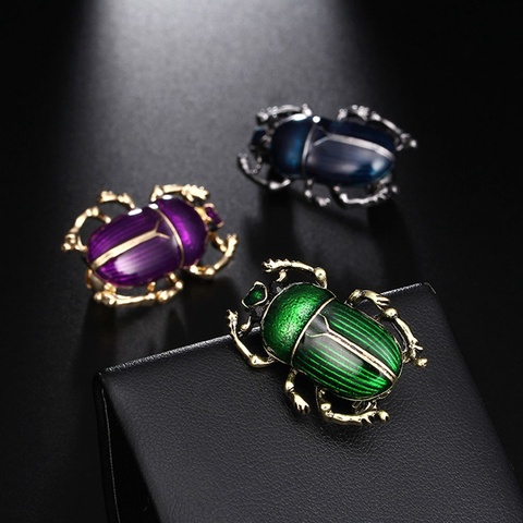 Nouveau Vintage bijoux scarabée broches pour femmes enfants émail vert violet animaux insectes broche bijoux ► Photo 1/6