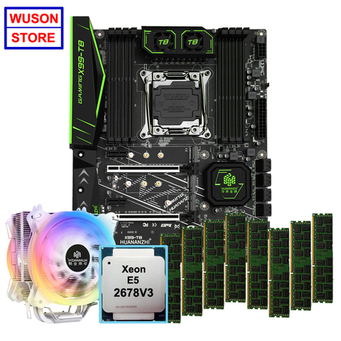 Huanzhi-carte mère X99-T8 avec double fente SSD M.2 NVMe, processeur Xeon E5 2678 V3 (8x8 go), RECC 1866, avec refroidisseur ► Photo 1/6