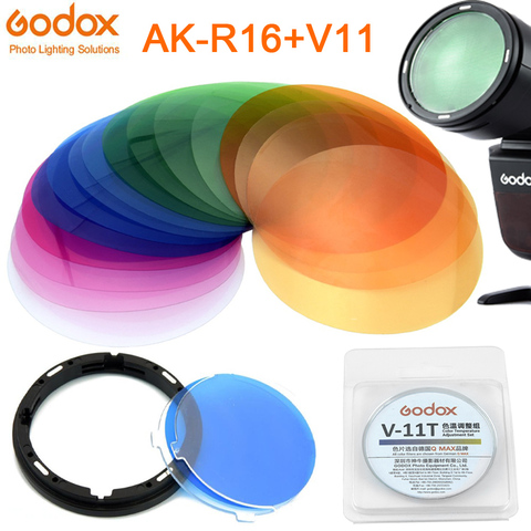 Godox – plaque de diffusion magnétique AK-R16, avec ensemble de gels à effet de couleur V-11C/V-11T, pour lampe Flash série Godox V1 Speedlite ► Photo 1/6