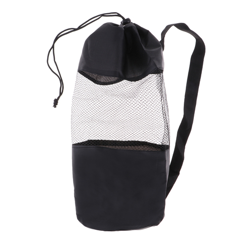 Sac en maille de Nylon de qualité supérieure pour hommes et femmes, avec sangle d'épaule, fermeture à cordon de serrage, léger, multifonction, sport, Fitness, noir ► Photo 1/6