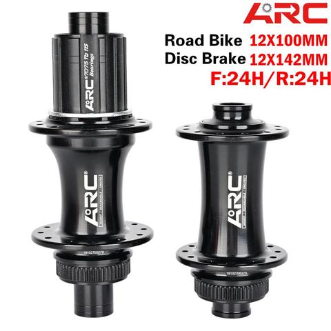 ARC Road Bike – moyeu de frein à disque à verrouillage central, 24 trous, 4 roulements Palin, 12x142, 12x100MM, 4 griffes, 48 clics, avant et arrière, 24 H ► Photo 1/6