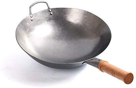 Wok poêle traditionnelle chinoise antiadhésif, casserole traditionnelle chinoise en fer et en acier au carbone Non revêtu, épaisseur de 1.8mm ► Photo 1/6