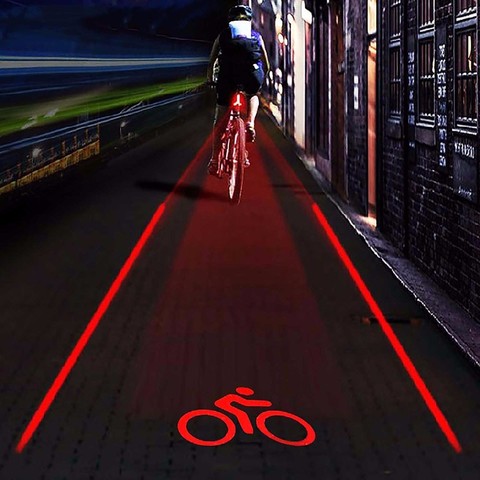 Feu arrière de vélo Led 2 Laser + 5 Led, feu de nuit, feu arrière de bicyclette, 