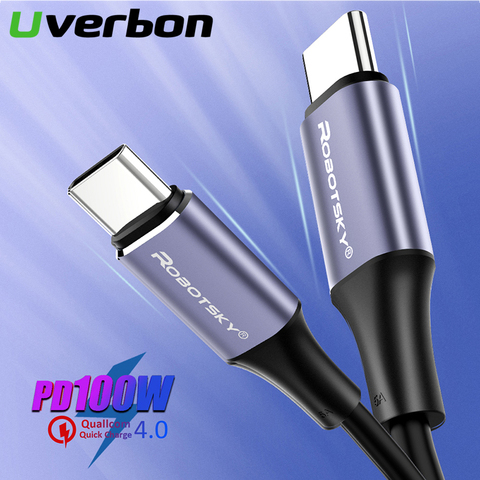 Câble USB type-c vers type-c droit/coudé en Nylon/TPE, 60W/100W PD QC4.0 5A, charge rapide, cordon pour Macbook, Huawei, Xiaomi ► Photo 1/6