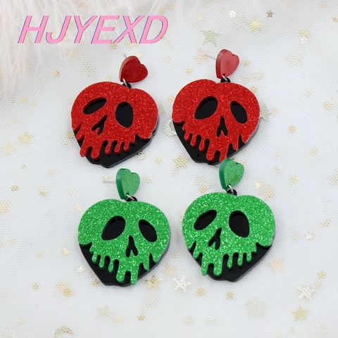 (1 paire) HP004-Poison pomme boucles d'oreilles Halloween boucles d'oreilles découpe Laser paillettes acrylique boucles d'oreilles ► Photo 1/6