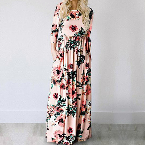 Robe Maxi à fleurs roses pour femme, imprimé Floral, style Boho, vêtement de plage, vêtement de soirée, Long, été, 3XL, collection 2022 ► Photo 1/6