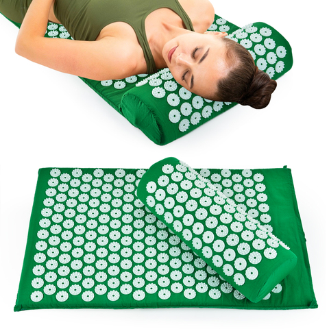 Masseur chaud tapis de Massage acupression soulager la douleur du dos du corps détendre tapis de pointe Acupuncture Massage tapis de Yoga avec oreiller ► Photo 1/1