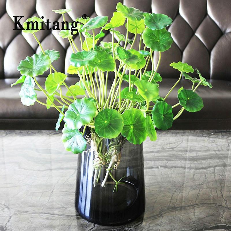 37cm 18 têtes plantes de Lotus artificielles feuilles vertes arbre en plastique faux bonsaï plantes vraie touche feuilles de cuivre pour la décoration de bureau à la maison ► Photo 1/6