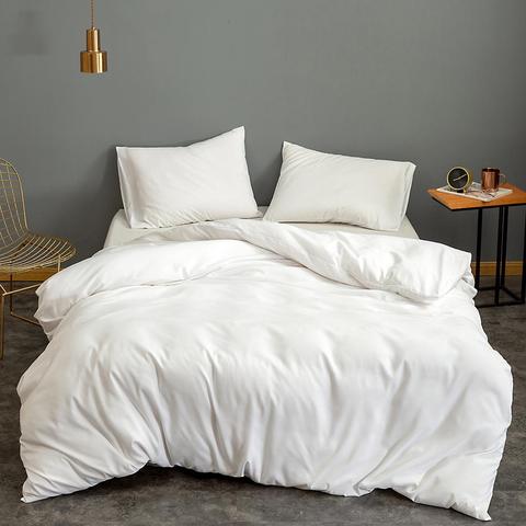 Bonenjoy 1 pc housse de couette couleur blanche housse de couette couleur unie simple/Double/reine taille literie housse de couette (pas de taie d'oreiller) ► Photo 1/6