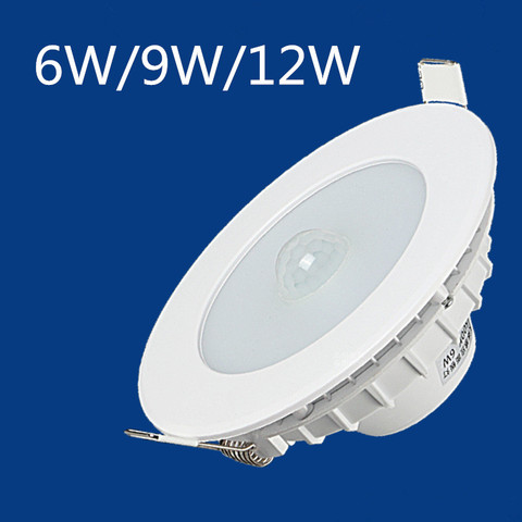 Plafonnier encastré à LEDs 6W / 9W / 12W aucun scintillement PIR détecteur de mouvement LED Downlight lumière ca 200-240V ► Photo 1/6