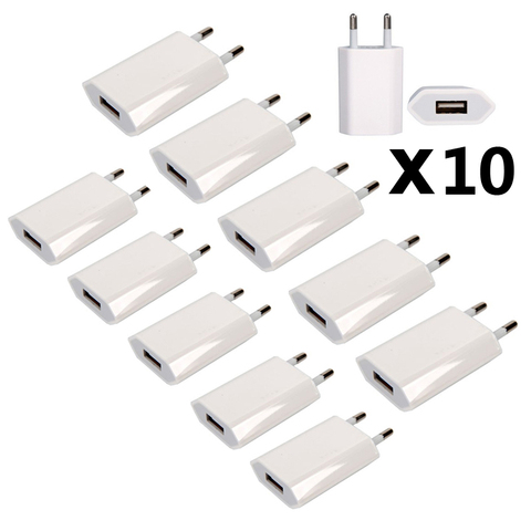 Lot de 10 câbles USB de voyage, adaptateur secteur mural, prise ue, pour iPhone XS MAX XR X 8 7 6 Plus 5s 5c SE 4s 3GS ► Photo 1/6