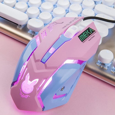 LED respiratoire USB filaire souris optique 2400dpi ordinateur portable ordinateur de bureau 6 boutons souris de jeu pour OW DVA overwatch livraison directe ► Photo 1/6