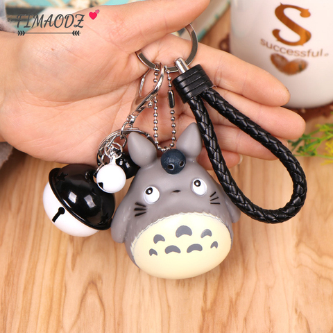 FIMAODZ dessin animé cloche Totoro porte-clés 2022 voix vinyle mignon mon voisin Figure chat porte-clés Anime sac à main sac enfants porte-clés cadeau ► Photo 1/6