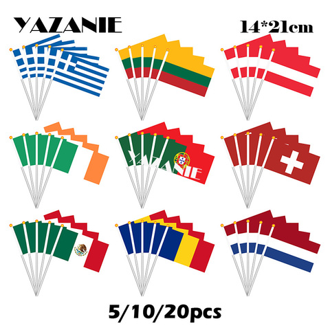 YAZANIE-drapeau à main, 14x21cm, 5/10/20 pièces, grèce lituanie autriche irlande Portugal suisse mexique roumanie israël pays-bas ► Photo 1/6