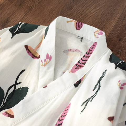 Kimono japonais peignoir chemise de nuit femmes été et automne coton gaze à manches longues service à domicile sauna vêtements robe dames ► Photo 1/6