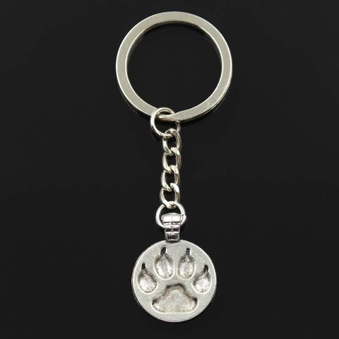 Mode porte-clés 28x21mm chien ours chat patte argent couleur pendentifs bricolage hommes bijoux voiture porte-clés porte-anneau Souvenir pour cadeau ► Photo 1/5