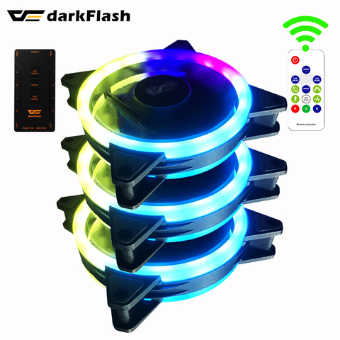 Darkflash DR12 PRO 3pin5v aura sync pc ventilateur de tour d'ordinateur rvb ajuster LED 120mm Double halo argb refroidisseur refroidissement muet 12cm ventilateurs ► Photo 1/6