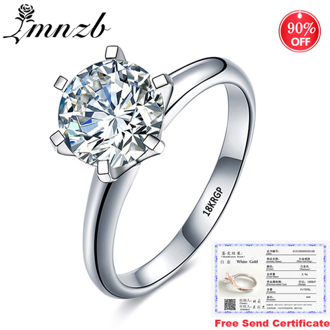 Vente à perte! Avec certificat Original 18K bague en or blanc de luxe 2.0ct laboratoire diamant mariage Bnad femmes argent 925 bague LR168 ► Photo 1/6