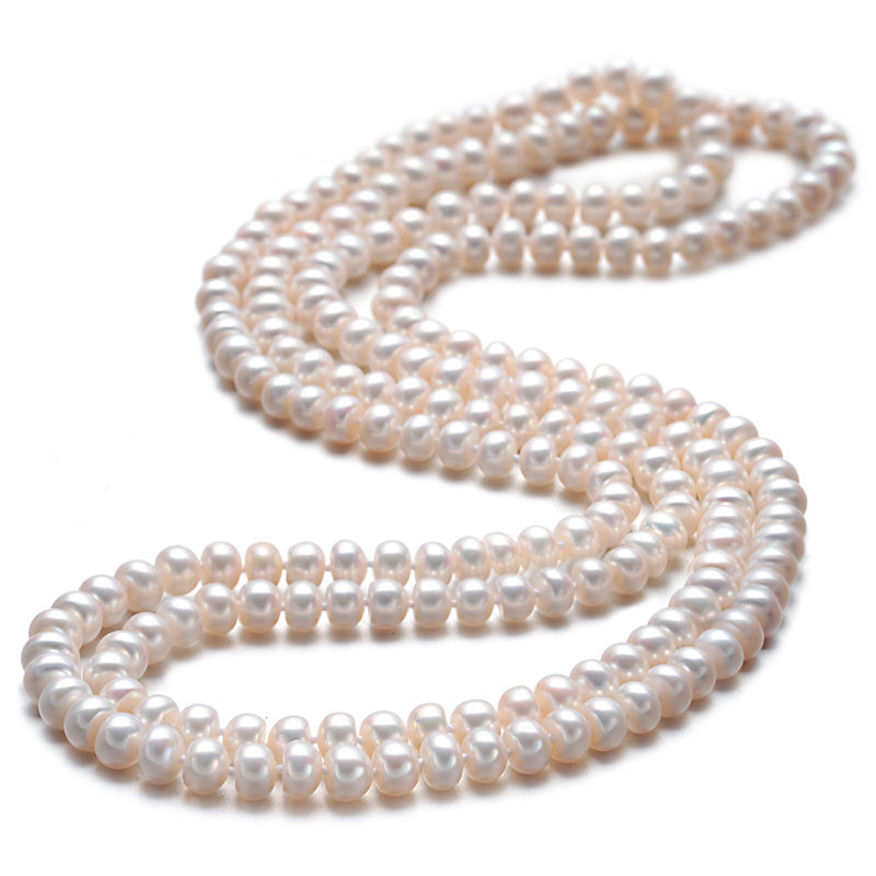 120cm/160cm Long collier de perles véritable naturel perle d'eau douce chandail chaîne collier pour les femmes bijoux cadeau de mode ► Photo 1/6