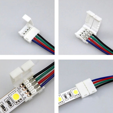 Connecteur d'extension de bande LED RGB, 5 pièces, 15cm, 4 broches, 4 broches, 5050 3528 LED, vente en gros et livraison directe ► Photo 1/6