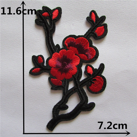 Patchs de broderie fleur de prunier, nouvel arrivage, adhésif à chaud, pour applique, accessoire de vêtements bricolage, 1 pièce, vente gratuite ► Photo 1/1