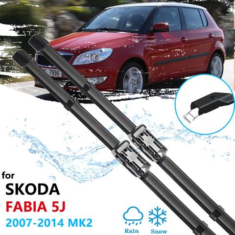 Balais d'essuie-glace de voiture pour Skoda Fabia 2 5j 2007 ~ 2014 essuie-glaces avant voiture accessoires autocollants 2008 2009 2010 2011 2012 2013 ► Photo 1/6