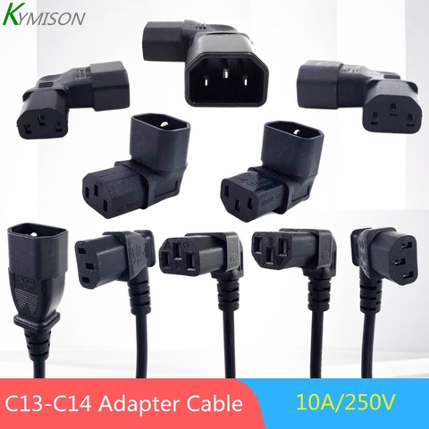 Connecteur de câble d'alimentation d'angle C13-C14, IEC 320 C13 femelle vers C14 mâle PDU, cordon d'extension, adaptateur d'angle IEC C13 10A ► Photo 1/6