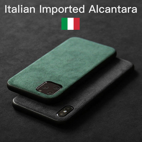 YMW ALCANTARA pour iPhone 12 Pro Max 11Pro Xr X Xs Max 6s 7 8 Plus Artificiel De Luxe En Cuir Étuis de Téléphone SE2 Couverture ► Photo 1/6