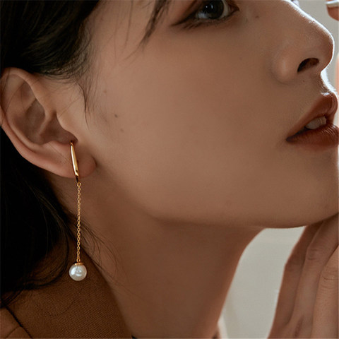 Mode sens exquis de Senior français boucle d'oreille Super fée perle pas oreille trou oreille os Clip mariage Banquet femmes bijoux cadeau ► Photo 1/6