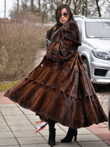 FURSARCAR – manteaux en fourrure de vison véritable pour femme, peau entière, épaisse et chaude, veste de luxe, Style Long, 2022 ► Photo 1/6
