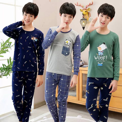 Ensemble pyjama en coton à manches longues pour adolescents, vêtements de dessin animé pour grand garçon, mignon, vêtements de nuit pour filles de 10 12 14 16 18 ans ► Photo 1/6