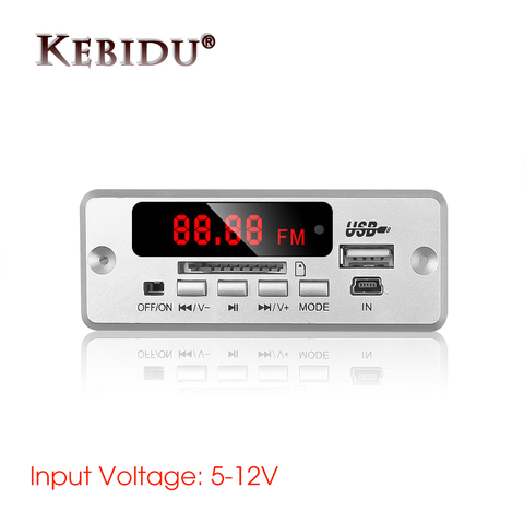 Kebidu – carte de décodage MP3 sans fil Bluetooth 5.0, Module de lecteur MP3 de voiture, fente de carte TF, USB FM à distance ► Photo 1/6